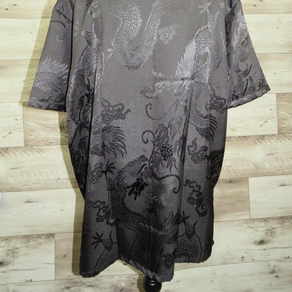 Black Dragon* Women's Short Sleeve Curved Hem Asian Button Down Blouse~ Size XXL - Picture 4 of 11
